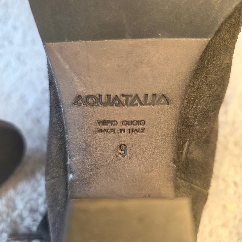 AQUATALIA Women's Suede Chelsea Ankle Boots Block Heel Back Zip Gray Size 9‎
